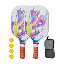Pickleball-padler sæt med 2 stk. med 4 bolde, lette ketchere kompatible med paddleball, indendørs/udendørs brug for begyndere