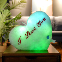 Heart Shaped Plush Pillow with LED Light White