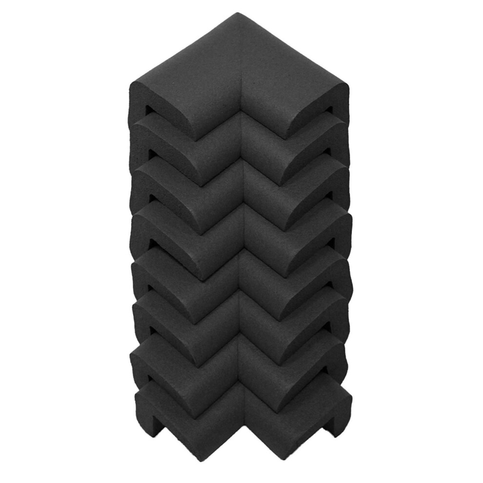 Kidkusion Corner Cushions, Black - 8 Pack | Foam Safety; Table Protector; Furniture Safety; Edge Guard