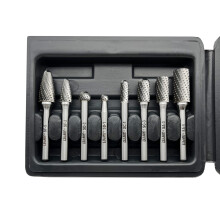 Set van 8 Carbide Burrs met 1/4" Schacht Dubbel Gesneden Solide Carbide Rotatieve Burr Set