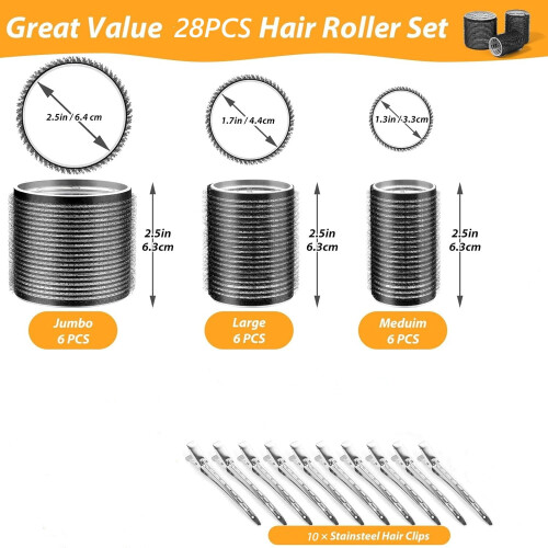 Wattne self-grip curlers 28 pcs black 3 sizes 2