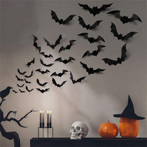 3D Bat Wall Decals PVC Halloween Stickers 4 Sizes