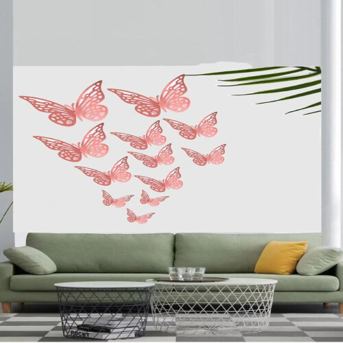Butterfly Wall Decor Rose Gold 12 pcs 1
