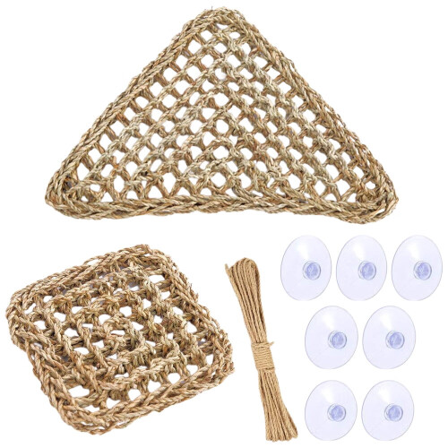Hermit Crab Climbing Toy Natural Seagrass Net Mat 2-Pack