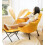 Foldable Ottoman Foot Rest Yellow Upholstered 1 Pc 2