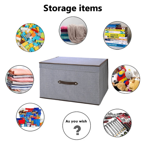 Toy Box Storage Bin Collapsible Flip-Top Gray Brown 1