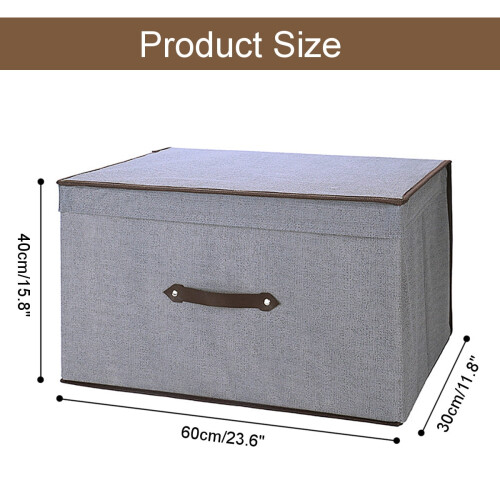Toy Box Storage Bin Collapsible Flip-Top Gray Brown 2