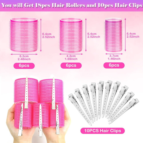 Wattne Hair Rollers Set Self-Grip Jumbo 18 pcs 1