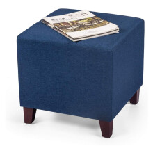British-style cube footstool ottoman blue 16x16x16 inch