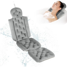 Full Body Bath Pillow Gray Support for Head Neck Shoulders