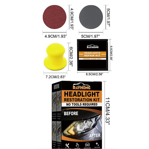Ceramic headlight restoration kit 3-step no-power 2