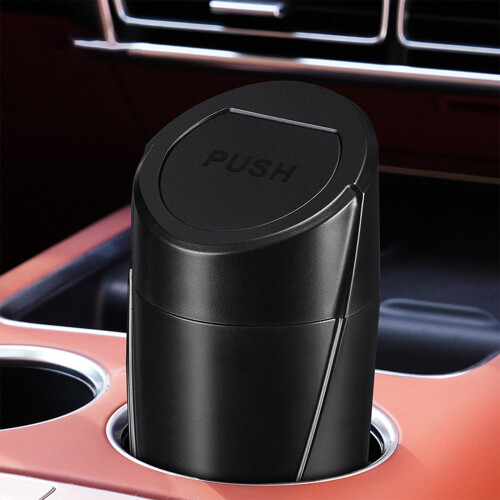 Car Trash Can with Lid Leakproof Mini Vehicle Garbage Bin 1