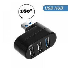 Hub USB de 3 puertos, divisor de alta velocidad Plug and Play alimentado por bus, hub USB para MacBook Pro, PC y portátiles [giratorio 90/180].