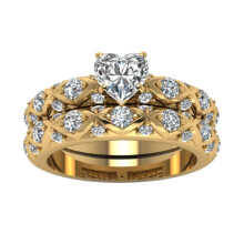 Peach Heart Zircon Ring for Women, Micro-Set, 1 Piece