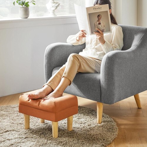 Footstool Ottoman Faux Leather 16-inch 1