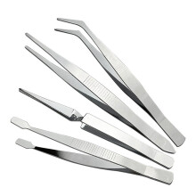 Stainless Steel Combination Tweezers Set Elbow Tip 4-Piece