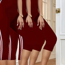 (Red, 12/14) 3-Pack Women'S Striped Capri Pants | Comfortable, Stretchable, Machine Washable, Ideal for and, Summer Collection 2026