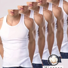 (5 Pack White, 40) 5pcs, Men's Basic Tanktop, Casual Slim Fit Sleeveless High Stretch Shirt Vest For Fitness, Men's Pajamas For Summer