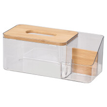 Boîte à mouchoirs transparente ZTGD avec couvercle en bois