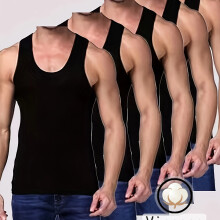 (5 Pack Black, 36) 5pcs, Men's Basic Tanktop, Casual Slim Fit Sleeveless High Stretch Shirt Vest For Fitness, Men's Pajamas For Summer