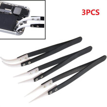 Ceramic Tweezers Black Handle 3 Pcs