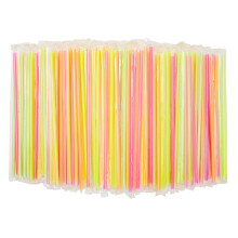 Paquet de 600 pailles en plastique colorées, longues, jetables, 4 couleurs néon (10,2 po)