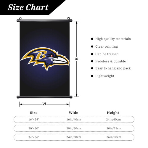 Ravens Football Wall Art PVC Black Axis 3 Sizes 2