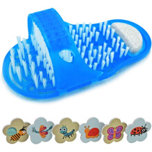 Bathroom foot scrubber brush with bristles blue