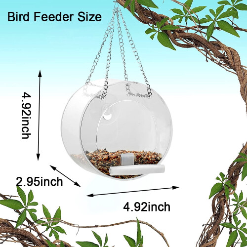 Window Bird Feeder with Suction Cup Round Clear 1
