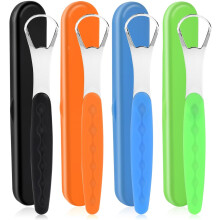 Stainless Steel Tongue Scraper 4 Pack with Travel Case