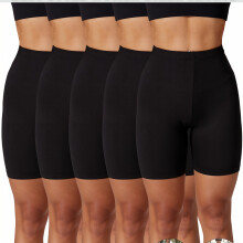 (Black, 22) [5-Pack Biker Shorts] 5-Pack Women's Plus Size High-Elasticity Biker Shorts - Full Coverage Non-Sheer Workout