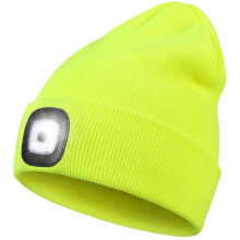 LED Beanie Hat USB Rechargeable 4-LED Headlamp Fluorescent