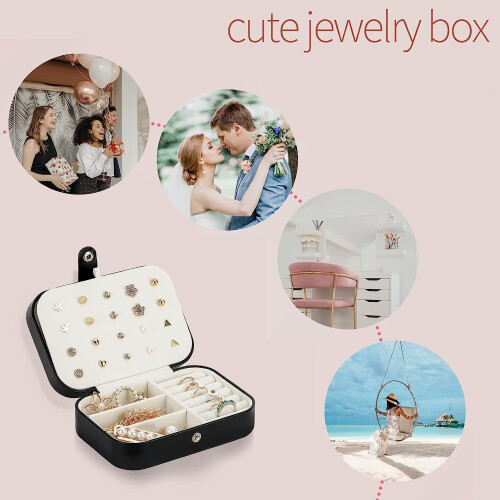 Jewelry Box PU Leather Double Layer Black 1