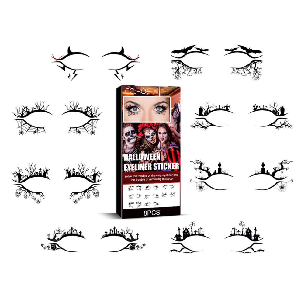 Eye Shadow Tattoo Stickers Spider Web Skull Bat Halloween