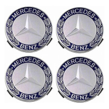 Set van 4 wieldoppen, compatibel met Mercedes Benz 75 mm - blauw