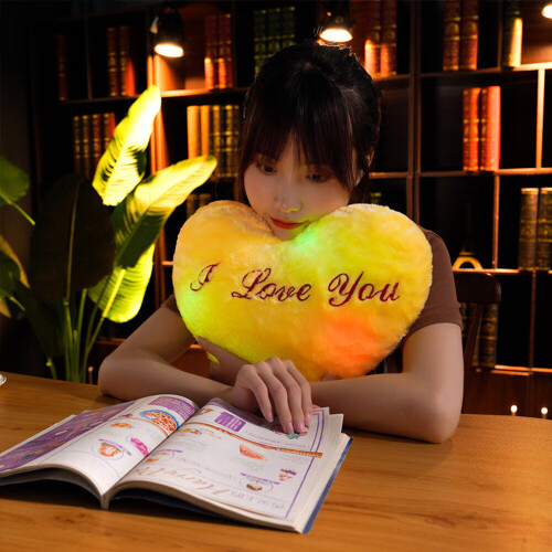 Heart Shaped LED Pillow Plush Toy Yellow 2