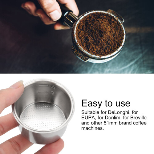 Stainless Steel Coffee Filter Basket 51mm 4-Cup 1
