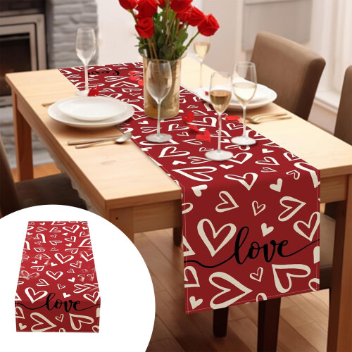 Valentine's Day table runner heart design 1 piece