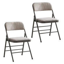 Folding Chair Steel Frame Fabric Padded 2-Pack
