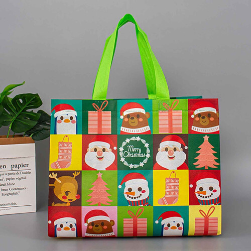 Christmas gift bags reusable tote with handle 10 pcs