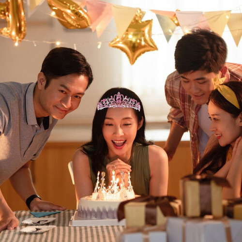 Women's rhinestone birthday crown with comb 2