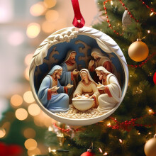 Nativity Scene Ornament Religious Christmas Tree Decor 3D