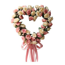 Silk Rose Heart Wreath Fabric Garland 1 Pack