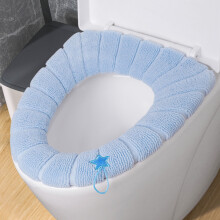 XUNRYAN toilet seat cushion soft plush washable blue