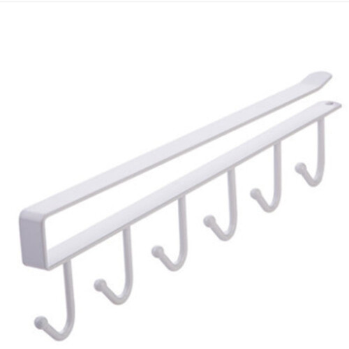 Metal under-cabinet mug rack with 6 hooks