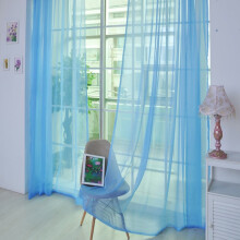 Blue living room curtain panel pure color 1 piece