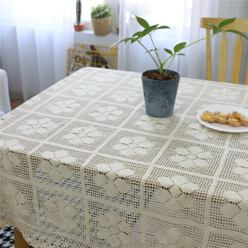 Azerlee cotton crochet floral tablecloth rectangular 55 x 1