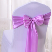 Satin Bow Tie Ribbon Chair Sash Purple 6.69x108.26 in