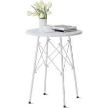 Outdoor Metal Side Table Round Weatherproof White