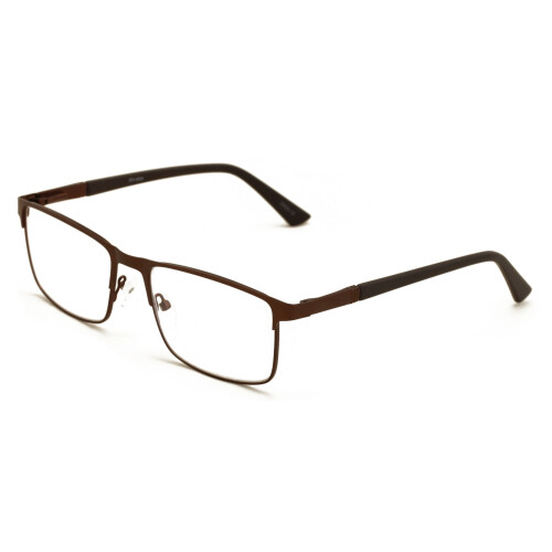 Men's optical frame rectangular metal reading glasses +2.25 1
